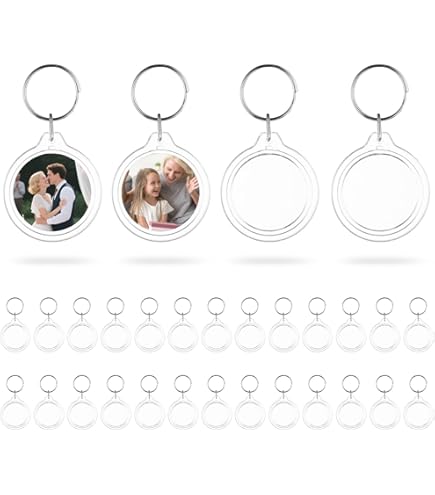 EMNIMQ 30 stuks fotosleutelhangers van acryl, leeg, sleutelhanger, transparant, acryl, sleutelhangers voor foto, afbeelding, knutselen, cadeau voor mannen, vrouwen, verjaardag, jubileum, 4 cm x 5,5