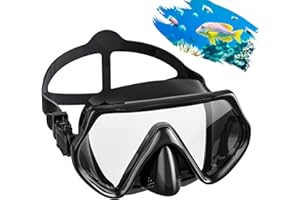 LEVVUE Taucherbrille Erwachsene, Tauchmaske 180° Weitwinkel Anti-Nebel, Verstellbares Silikonband Schnorchelmaske mit HD Gehärtetes Glas für Tauchen Schnorcheln und Schwimmen 14+