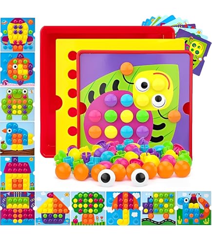KingYH – Puzzle Mosaïque 592 Pièces Avec Clous Champignons, Jeu Créatif 3D Pour Enfants Dès 2 Ans – Cadeau Idéal Noël Ou Anniversaire