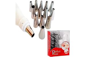 Perfect Pricee 12 Piece Cake Decorating Set Frosting Icing Piping Bag Tips with Steel Nozzles