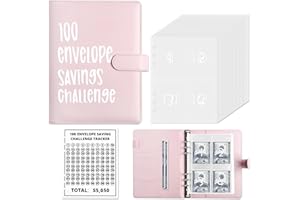 ChillyFar Money Saver Budget Binder Book with Pouches, 100 Envelope Challenge Binder with Numbers, A5 Money Budget Envelopes for Cash Saving $5,050 Pink