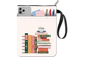 CRASPIRE Custodia per Libri con Cerniera e Tasca Anteriore Copertine per Libri da Caffè per Tascabili in Tessuto Lavabile