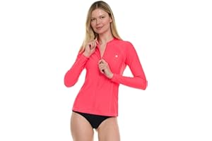 Hurley Rash Guard for Women Full Zip, Zip Up Long Sleeve Swim Shirts for Women, Surfing Top UPF 50+ SPF Sun & UV Protection