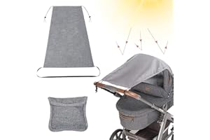 WELLXUNK Kinderwagen Sonnenschutz, Babysonnensegel, Universal Sonnensegel für Babys mit Tasche, Kinderwagen Sonnendach mit UV Schutz 50+ und Rollo-Funktion, Baby Zubehör ideal auf Reisen - Grau