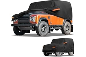 Partuto All-Weather Waterproof Car Cover - UV-Resistant Outdoor Full Exterior Protection for Land Rover Defender 90 2020-2025 Black with Right Side Zipper