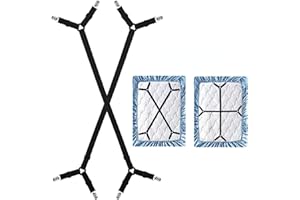 ‎WADEO WADEO Regulowany elastyczny napinacz do prześcieradeł, zaciski do materacy z długimi paskami napinającymi, do prześcieradeł, prześcieradeł dopasowanych, ochraniaczy na materace, czarny, 2 szt.