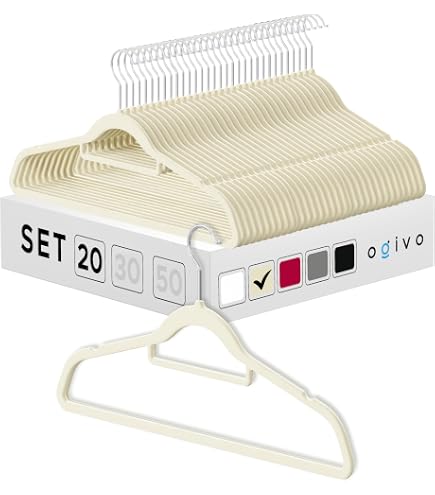 SereneLife Samtbügel Set – 50 Stück, Rutschfest, 360° Drehbar, Platzsparend, Für Bis Zu 3,6 Kg, Grau