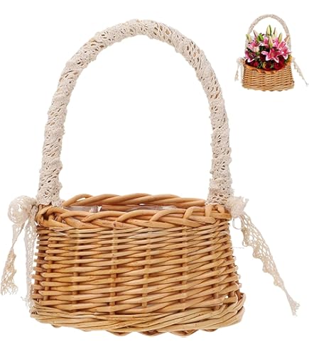 Fransande Wicker Picknickmand in landelijke huisstijl met deksel en handvat & liner voor picknicks, feestjes en barbecue-avonden