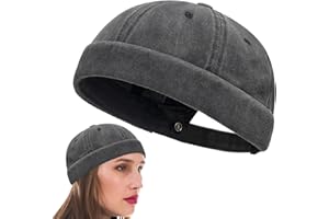 HANIUTTY Cotton Dockercap, Verstellbar Docker, Trendige Kreativität Cap Dockermütze Fischermütze Hafenmütze mit Klettverschluss, Vintage Beanie-Mütze Kann das Ganze Jahr über Getragen Werden