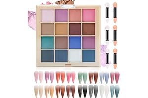 Joyeee Pigment Ongles Nail Art, Palette de Poudre Ongle 16 Couleurs, Design d'ongle Parfait avec Poudre Ultra Fine, Comprend 6 Bâtons Éponges, pour Bricolage Décoration des Ongles, A