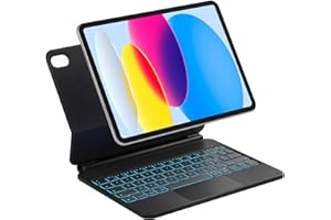 Inateck Housse Clavier magnétique pour iPad 10e génération 10,9 pouces/11e génération 2025 A16 11 Pouces : Support Flottant, rétroéclairage 7 Couleurs et trackpad, KB09119-10