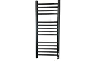 Greened House Scaldasalviette elettrico nero, 300 mm di larghezza x 720 cm di altezza, con timer integrato, nero opaco, a risparmio energetico