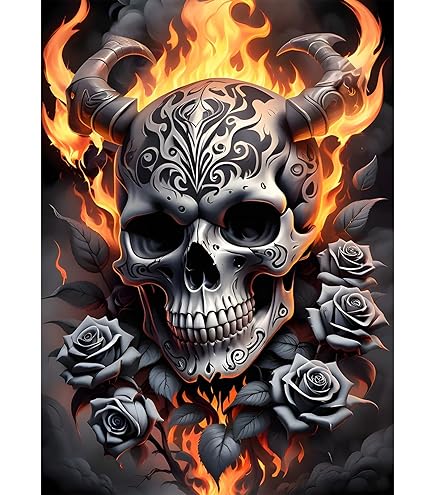 QQYRHN 5D Diamond Painting Skelett Totenkopf - DIY Diamantbild Für Erwachsene