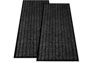 Hafaa Door Mat 2 Pack 80x300cm, Washable Rubber Door Mats Indoor Outdoor - Non-Slip Entrance Rug Doormat – Rubber Back Dirt Trapper Super Absorbent Kitchen Floor Mat, Black