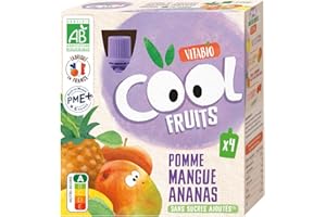 Vitabio Cool - Gourdes Fruits Pomme Mangue Ananas 4x90 g - Compote - BIO