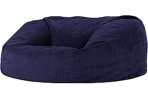 icon Soul Cord Loveseat Bean Bag Sofa, Navy Blue, Extra Large, 130cm x 116cm, Giant Two Seater Jumbo Cord Snuggle Seat, Living Room Bean Bags for Adults