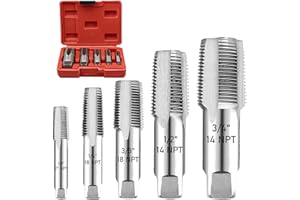 XAZTR 5 Piece NPT Pipe Tap Set, Professional NPT Thread Forming Tap with Storage Box Precision Carbon Steel 3/4" 1/2" 3/8" 1/4" 1/8" NPT Tap Drill Bit for Clean Accurate Thread Plumber Mechanic Cutting tool