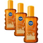 NIVEA SUN Karoten &Ouml;zl&uuml; Yoğun Bronzlaştırıcı G&uuml;neş Yağ Sprey 200ml, E Vitamini,Doğal Bronzluk (3 paketi)