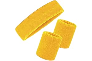 AILIVER Sweatband Set Wristbands Headbands 3 Pieces Wrist Men Women Sweat Bands for Running Exercise Gym Sports Tennis Basketball Moisture Wicking(Wristbands 3.15 * 3.15 inch)