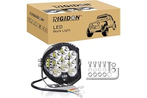 ‎RIGIDON RIGIDON 1x Rund Led Arbeitsscheinwerfer, 5 Zoll 50W 5000 Lumen alu led lichtleiste, 12V 24V Wasserdicht offroad beleuchtung für Auto ATV LKW Traktor Fahrzeuge 4x4, led nebelscheinwerfer 6000k weiß