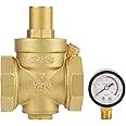 Pressure Reducing Valve, BSP DN50 2inch Brass Water Pressure Reducing Valve 2'' Adjustable Water Control Pressure Regulator Valve Thread with Gauge Meter 1.6MPa