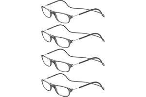TBOC - Occhiali da Lettura Regolabili Pieghevoli con Clip Magnetica, [PACK 4 UNITÀ], Montatura Collo Confortevole per Donna e Uomo, Ideali per Casa, Lavoro, Cellulare, Tablet