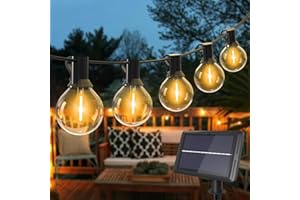 litogo Guirlande Solaire Extérieur 13M, G40 LED Guirlande Lumineuse Exterieur Solaire, 4 Modes/Étanche Guirlande Guinguette Solaire pour Jardin Terrasse Mariage Cour Patio Fête Noël(Blanc Chaud)