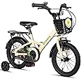 Glerc Bubble 12 14 16 Inch Kids Bike for 3-8 Years Old Boys & Girls Bicycles with Basket & Stabilisers & Rear Rack, Multiple Colors