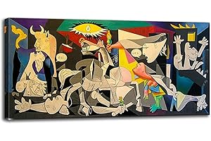 ZMFBHFBH Guernica Di Picasso Riproduzioni Di Quadri Su Tela Famosa Opera D'arte Con Cornice Immagini A Parete Per Soggiorno Decorazione Della Parete 70x140cm (28x55in) Con Cornice