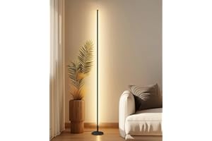 TACAHE Minimalist Corner Floor Lamp - 2700K-6500K Dimmable LED Night Light - Modern Standing Mood Lamp with Remote Control for Living Room, Bedroom - 57" 12W - Black