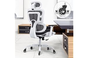 KERDOM Silla de Oficina ergonómica de Escritorio, ejecutiva con reposabrazos Ajustable 3D, Respaldo Alto de Malla Agradable para la Piel, hasta 150 kg/330 kg