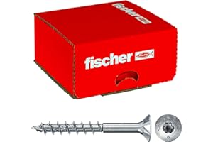 Fischer 670125 Viti Power Fast II FPF CTP 3,5x45 per Legno o Truciolare, Filetto Parziale, Torx, Testa Svasata Piana, Zincatura Bianca (500 Pz.), Blu Passivato