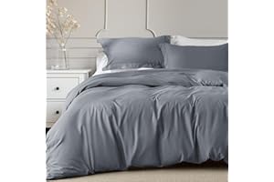 Linens World 200 Thread Count 100% Egyptian Cotton Duvet Quilt Cover Bedding Sets with Pillow cases (Grey, King)