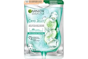 Garnier SkinActive Maschera Viso in Tessuto Hyaluronic Cryo Jelly, Anti-Fatica con Acido Ialuronico, Mentolo e Glicerina, Formula Effetto Ghiaccio, 27 g