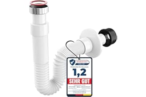 MYLAVABO Siphon Ablaufschlauch 1 1/4" Sifon für Waschbecken, flexibel ausziehbar bis 85cm cm, Röhrensiphon aus Kunststoff | 5/4" Anschluss | Ablaufgarnitur für Waschtisch