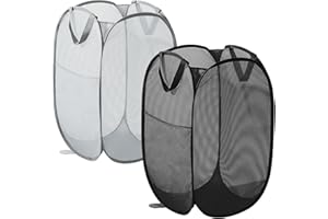 XIAOWANWAN 2 Pezzi Cesto Portabiancheria Pieghevole,Cesto Biancheria Sporca Salvaspazio,75L Cesta Porta Biancheria Pieghevole per Bagno,Viaggio,Camera dei Bambini (Nero 1 + Grigio 1)