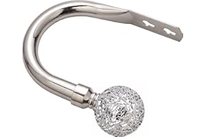 Home Harmony® Cut Glass Ball Finial Telescopic Extendable Curtain Pole set In Black or Silver and Matching Holdbacks Available (Silver, Pair Of Holdbacks)