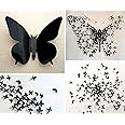 JAAMSO ROYALS 'Black 3D' Butterflies 1 Combo Pack of 12 CM Piece (13 CM X 15 CM)