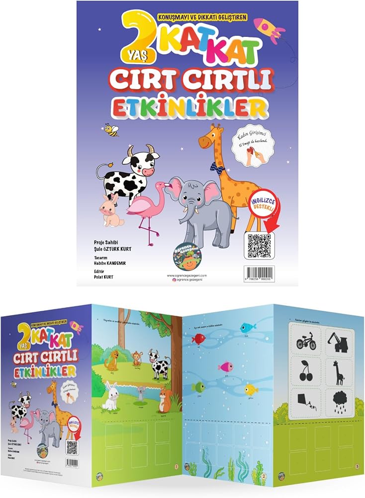 İngizlice Destekli- 2-3 Yaş Konuşmayı ve Dikkati Geliştiren Kat Kat Cırt Cırtlı Etkinlik Kitapları (2 Yaş)