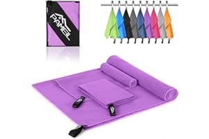 Pameil Microfibre Towel,3 Set(80 x 40cm x2 +160 x 80cm) Large Microfibre,Quick Dry Towel,Gym Workout Travel Swimming Beach Camp Outdoor Hiking (Navy blue) (Light purple)