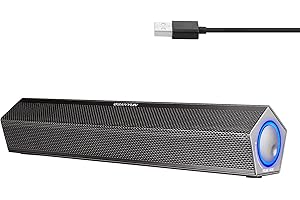 Sanyun SW010 Altavoz de computadora, estéreo de alta fidelidad de 8w conexión USB cableada, DAC incorporada de 16bits, Bluetooth 5.0, mini altavoz para tabletas de computadoras portátiles de pc, negro