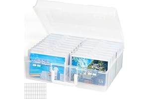 Lifewit Pojemnik do Przechowywania Zdjęć 10 x 15 cm, 18 Wewnętrznych Miejsc, Przezroczyste Pudełka, Plastikowy Organizer