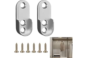 FINALCOOL 2 Supporto Asta Armadio, Supporto Per Asta Appendiabiti, Accessori Guardaroba Ovale Da 15 Mm, Lega Di Zinco, Include 6 Viti