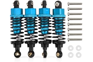 AGATIGE Confezione da 4 ammortizzatori a olio in metallo, Ammortizzatore RC, Ammortizzatori in Alluminio 1/10 RC Ammortizzatore Adatti per Auto RC 1/10 Tamiya TT‑01 TT‑02 TA05 TL‑01 TA03 MF‑01X(Blu)