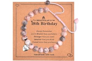 USEEDOVIA 10/11/12/13/14/15/16/17/18th Birthday Gifts for Girls, Pink Zebra Bracelet Adjustable with Heart Number Charms for Girls, Special Present for Daughter Niece Sister Friend Teen Girls (Gift Box Given)