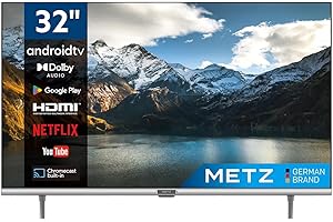 Metz Smart TV, Serie MTC6110, 32" (81 cm), HD LED, Wi-Fi, Android TV, HDMI,ARC, USB, Slot CI+, Dolby Digital, DVB-C/T2/S2, Schermo senza bordi, Nero