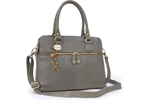 Catwalk Collection Handbags - Vera Pelle - Grande Borsa a Tracolla/Borse a Mano/Spalla/Messenger/Tote/Tracolla Regolabile e Rimovibile - Con Ciondolo a Forma di Gatto - Victoria