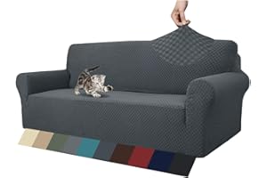 MAXIJIN Fodere per divani più recenti per 3 posti, fodera per divano jacquard elasticizzata per cani Fodere per mobili in 1 pezzo elastiche per animali domestici (3 posto, Jacquard Grigio)