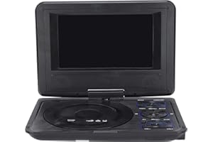 Mini Lecteur DVD Portable de 6,8 '', avec écran Panoramique LCD HD Pivotant à 270 °, Prise en Charge de la Carte USB/SD/Sync TV et de Plusieurs Formats de Disque, pour Les Enfants(Le Noir)