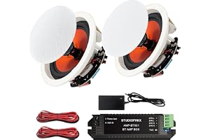 STUDIOFINIX 6,5 tum 300 watt bluetooth takhögtalare infällda högtalarsystem lämpligt för inomhus, kök, hemmabio, sovrum, kontor, täckt uteplats (2 högtalare)